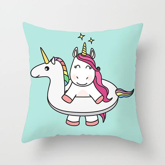 Cute Unicorn Cushion Cover Cartoon Animal Cat Flamingo Polyester Throw Pillow Case Cover Elephant Unicorn Decoration Pillowcases