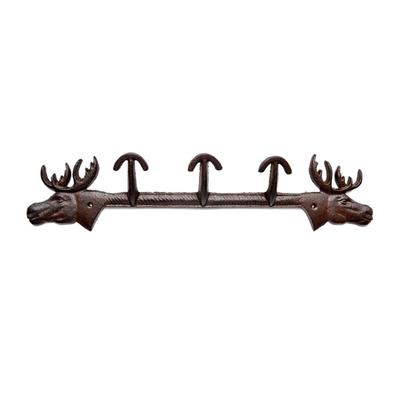 Double Elk Cast Iron Wall Hook For Keys Coat Decoration Sturdy Black Metal Home Decoration Decorative Hanger