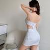 Women's Solid Bareback Hollow Out Slim Sleeveless Strapless Dresses