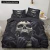 2/3pcs 3D Skull Printed Duvet Cover Set (1 Duvet Cover + 1/2 Pillowcase), Soft Cozy Anime Bedding Set For Bedroom Guest Room
