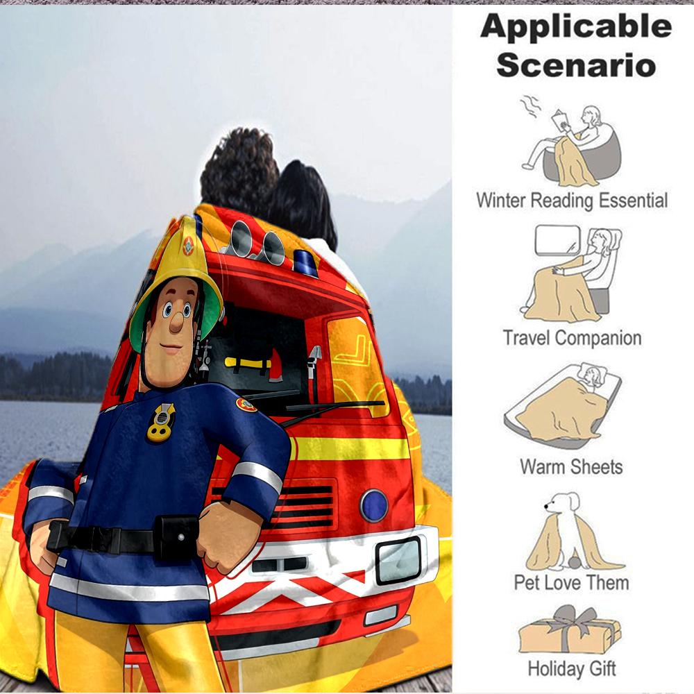 1Pc Fireman Sam'S Rescue Mission Blanket Soft And Comfortable Casual Warm Camping Travel Christmas Halloween Xmas Gift M928518