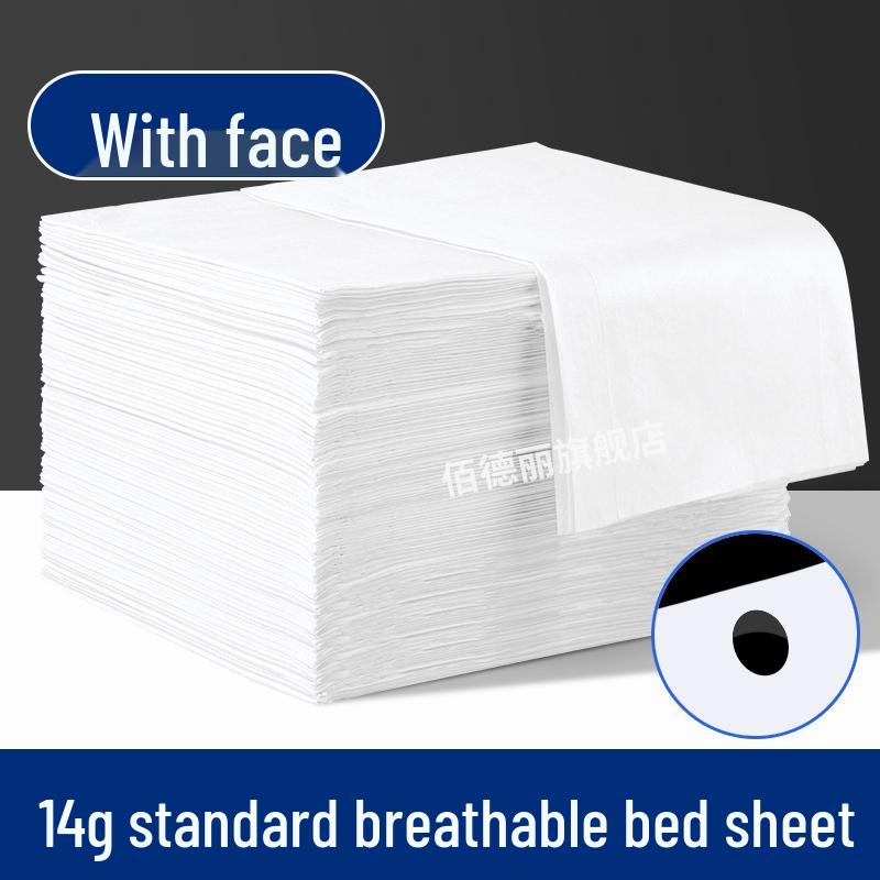 Thick Disposable Massage Bed Sheets with Face Hole - Non-Woven Breathable Material for Beauty Salons
