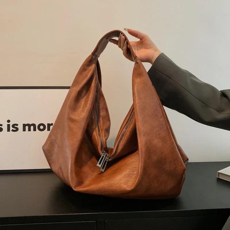 Große schwarze Umhängetaschen für Damen, große Hobo-Shopper-Tasche, einfarbig, hochwertiges weiches Leder, Umhängetasche, Damen-Reisetasche