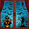 4 Halloween Haunted House Bat Window Stickers Halloween Party Home Window Glass Refrigerator Door Holiday Decoration Stickers