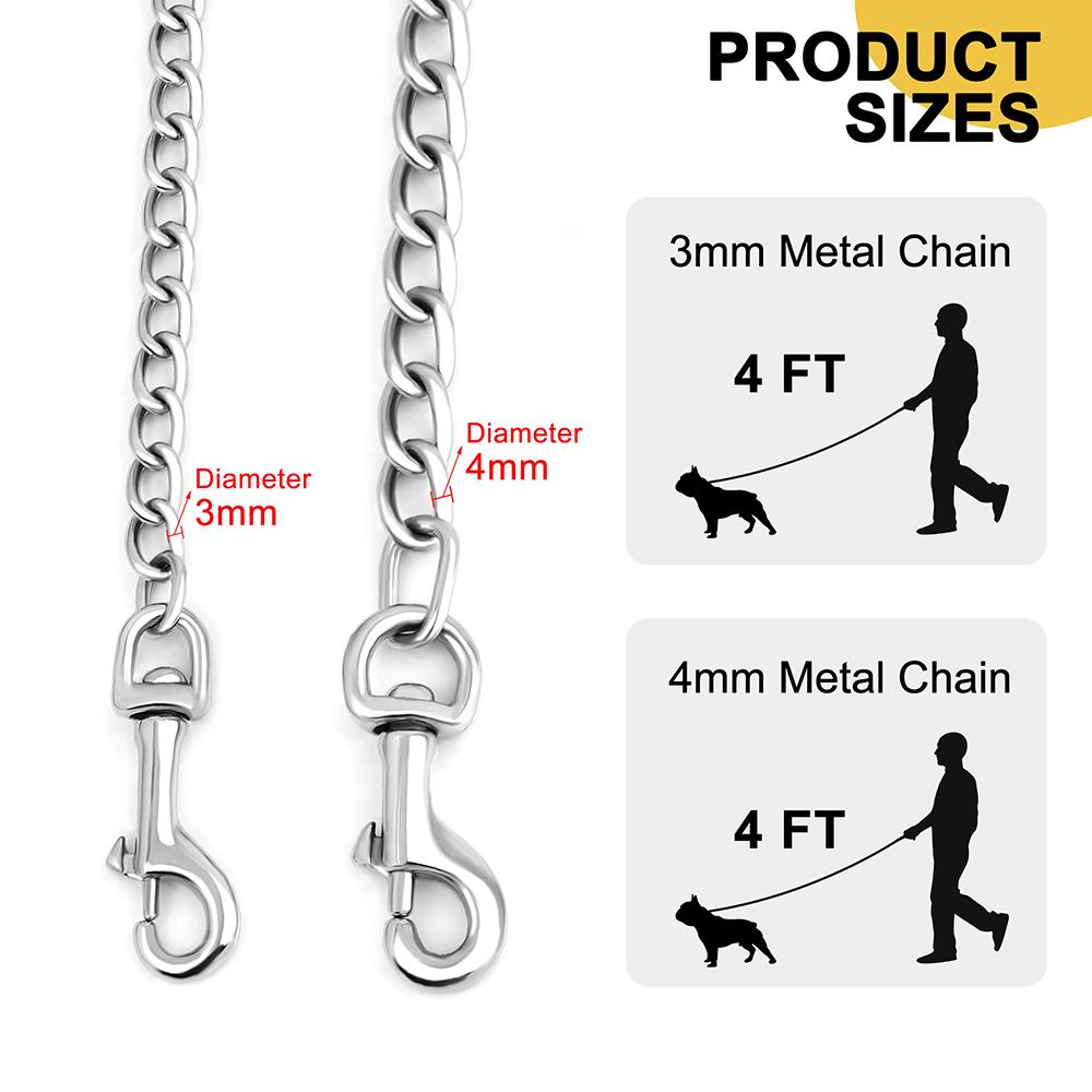 Stainless Steal Dog Chain Leash Durable Metal Pet Training Leash With Nylon Handle Pet Leads for Medium Large Dog Pitbull