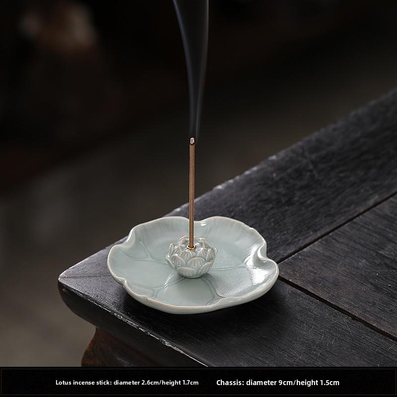 Ceramic Lotus Incense Burner Stick Holder Zen Home Decor Vintage Sandalwood Meditation Living Room Ornament Gift