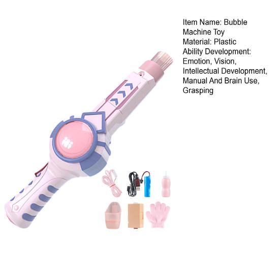 Magic Bubble Machine Toy Handheld Bubble Blower with Colorful Lights Adjustable Bubble Size Safe Plastic Bubble Wand for Outdoor Play Party Fun