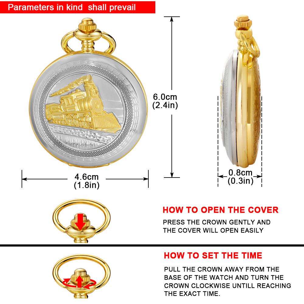 Train Quartz Pocket Watch Vintage Bronze Necklace With Chain Pocket Fob Watches Steampunk Pendant CF1482
