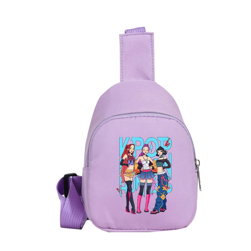 Cartoon Anime K-Pop Demon Hunters Printed Kawaii Chest Pack for Boy Girl Shoulder Bag Student Portable Crossbody Pouch Christmas Gift