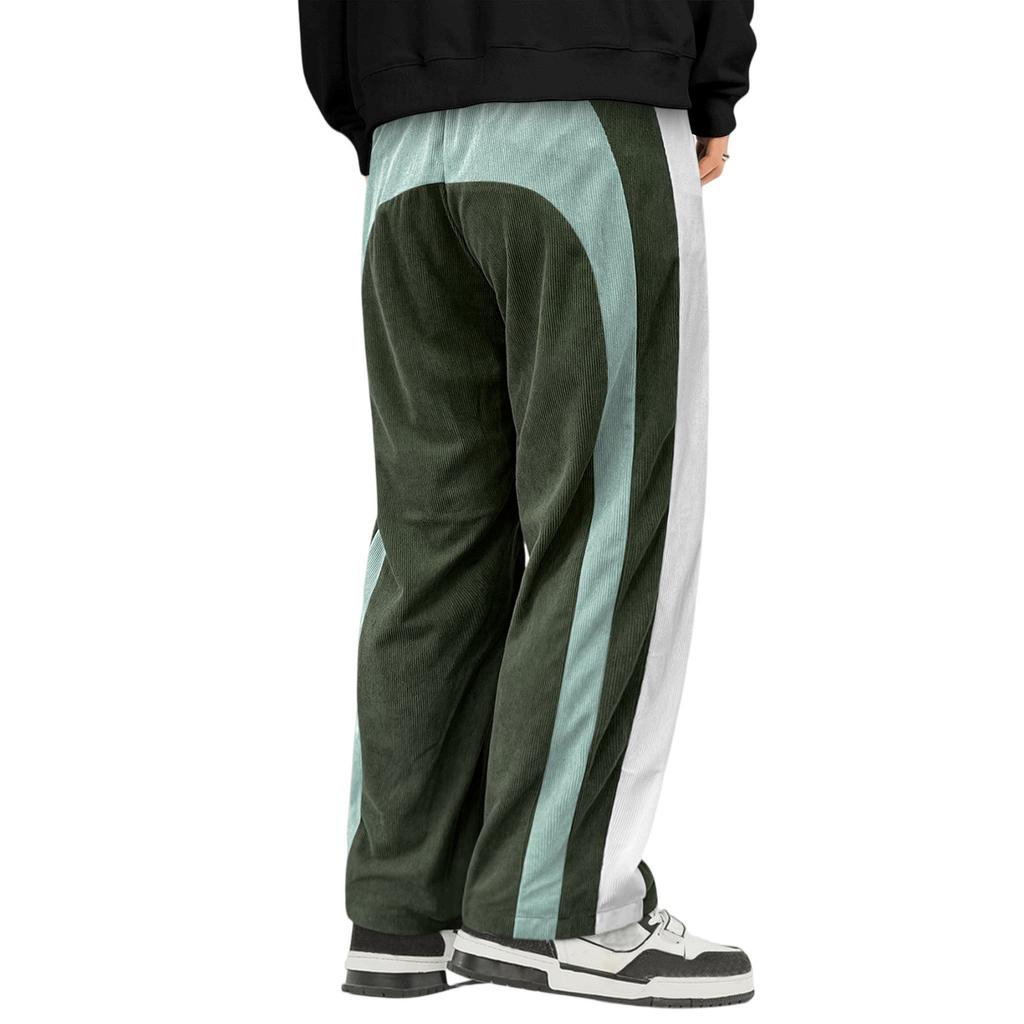 Men's Colorblock Striped Corduroy Trousers Men's Casual Fashion Trousers