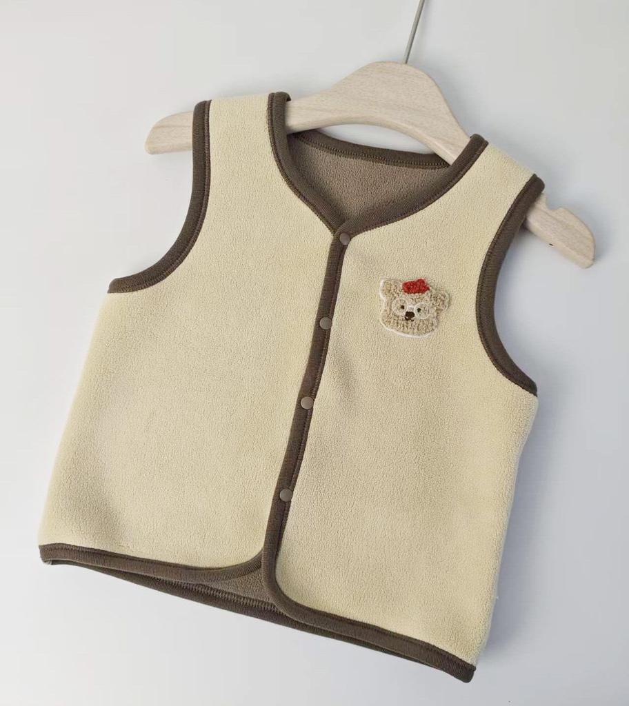 2025 Autumn/Winter Children's Double-Sided Sherpa Fleece Vest – Warm Cardigan Cape for Boys and Girls, Small To Medium Children