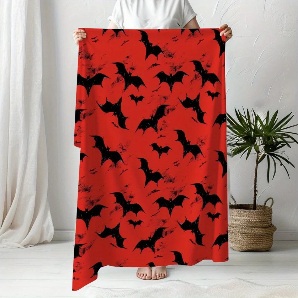 1pc Bloody Bat Halloween Blanket Print for Sofa Chair Skin-Friendly Soft Blanket 2025 New for Home Halloween Decoration