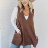 Women's Autumn/Winter V-Neck Casual Loose Knit Sweater Vest with Pockets