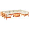 VidaXL Salon de jardin 10pcs avec coussins cire marron bois pin massif, ensemble de canapés d'extérieur, ensemble de canapés 3299600