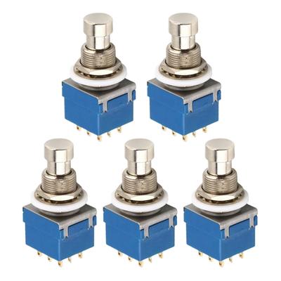 5Pcs 9 Pin Latching Stomps Push Button Foot Switch Guitar Effect Pedal 3PDT Footswitch True Bypass Easy To Use