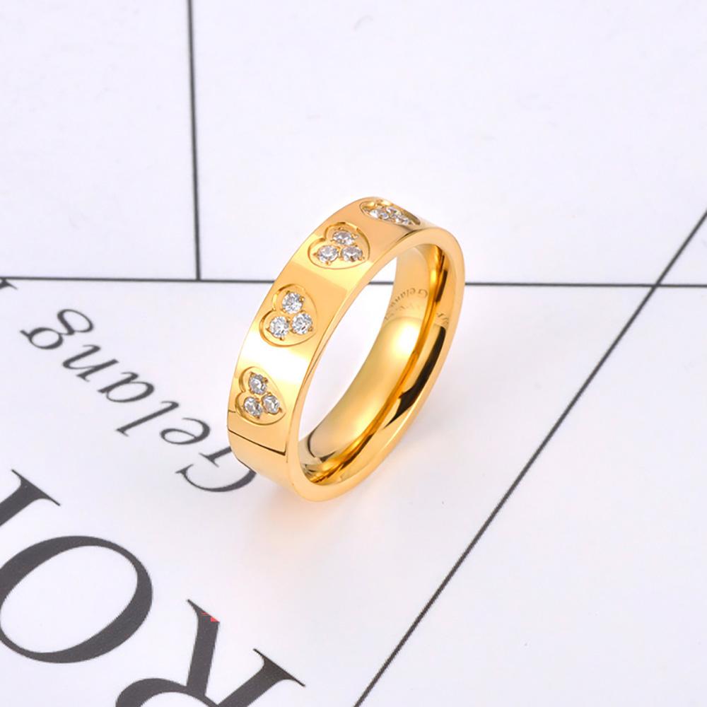 JeeMango 316L Stainless Steel White CZ Crystal Wedding Ring For Women Fashion Heart Imitation Diamond Jewelry R23025