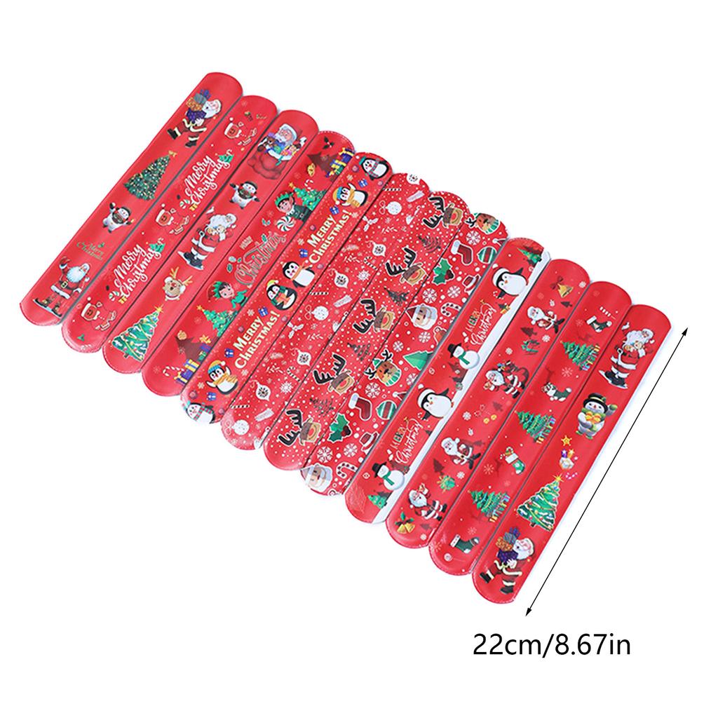 Pack Of 100 Christmas Slap Bracelets Assorted Styles Wristband Toy for Seasonal Celebration Stylish Party Decoration