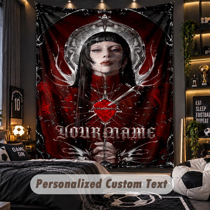 Personalized Wall Tapestry,Lady Gaga Custom Printed Name, Fabric Wall Art For Indoor Room Backdrop