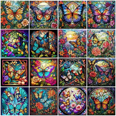 Kit Punto Croce Ricamo Completo Diamante Animale Farfalla Pittura Diamante 5D Fiore Arte Regalo Decorazione Casa Kit Artigianato