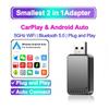 2 In 1 Wireless Carplay Adapter Wireless Android Auto Adapter Mini Body Smart AI Box for Volvo Benz Cadillac Jeep Lexus Buick Benz Mazda VW Kia