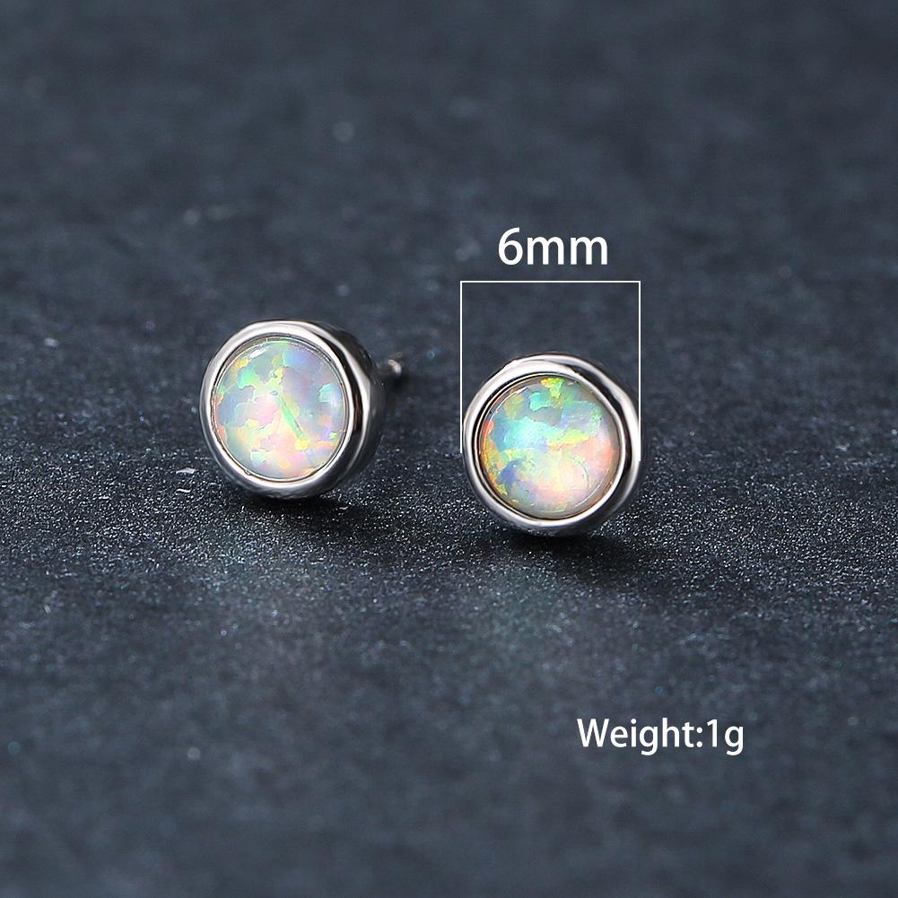 European and American Blue Round Earrings Fashionable and Versatile Earrings Personalized and Simple Couple Accessories