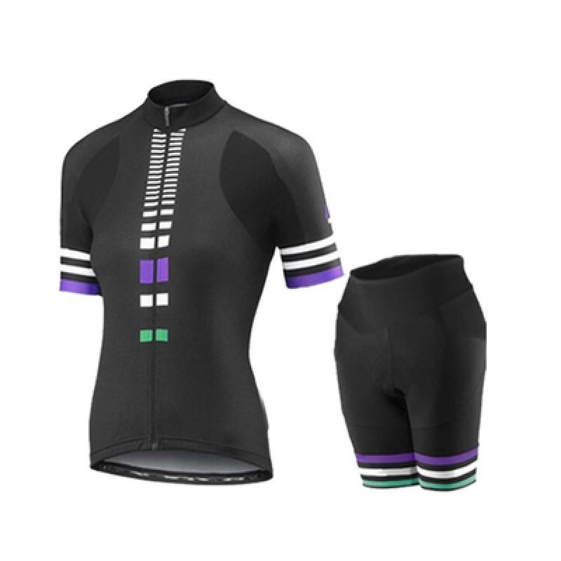 Womens Cycling Jersey Set Short Sleeve Breathable Quick-Dry UV Protection Bike Outfit