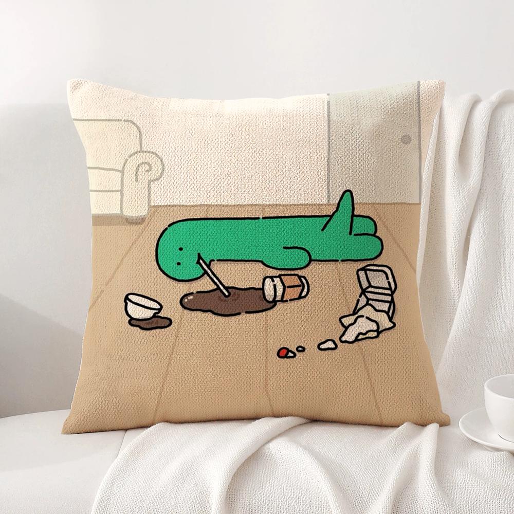 Cartoon Art Joguman Cushion Cover Summer Coolness Linen Fabric Double-Sided Printing Pillow Case Sofa Home Decor Gift