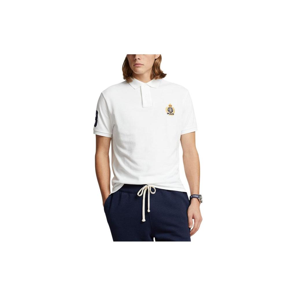 Polo Ralph Lauren SS24 Three Pony Logo Embroidered Slim Fit Short Sleeve Polo Shirt Men tops White MNPOKNI1N822705-100