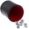 1Pc Black/Red Leather Dice Cup Felt Lining Quiet Shaker For Playing Dice Game