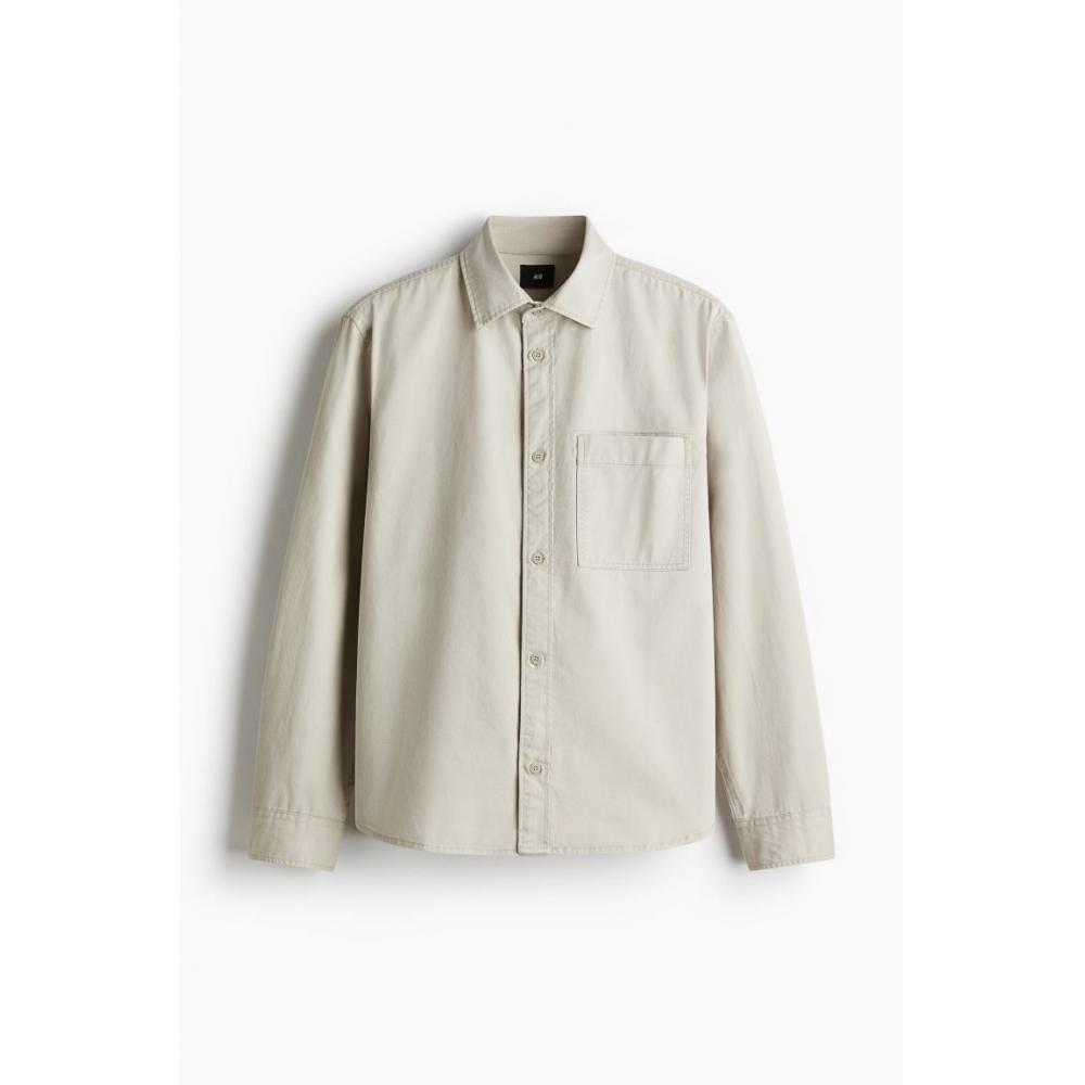 H M Twill oversHirt Regular Fit ligHt Beige