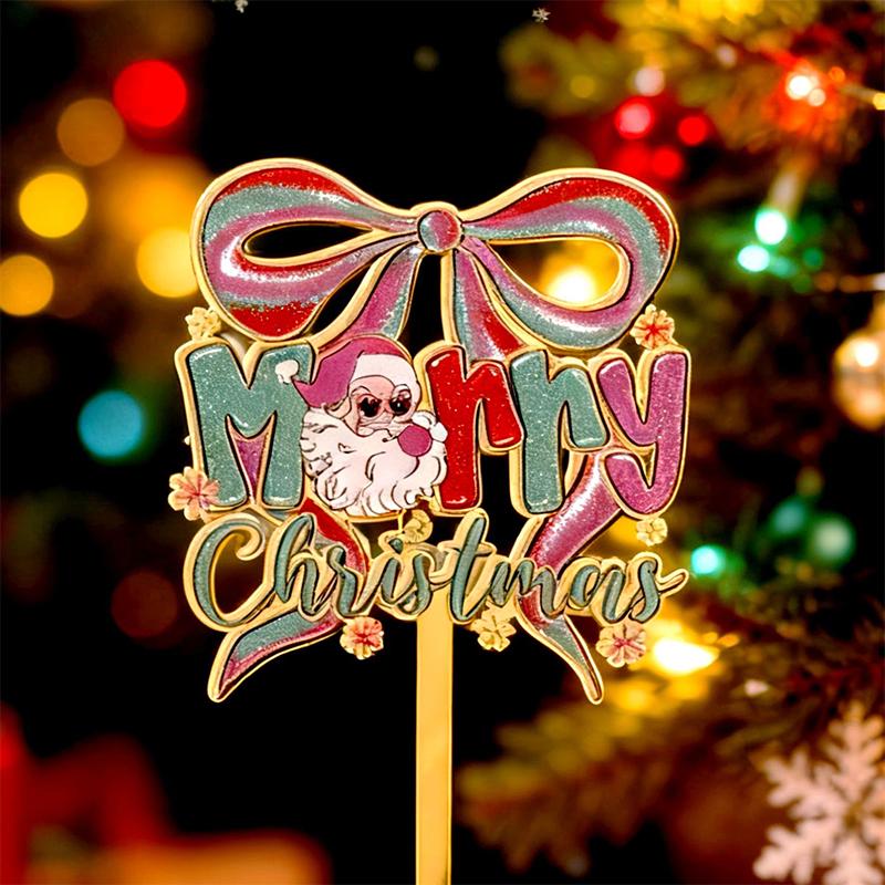 Weihnachtskuchen Dekoration Neuer Ins Stil Acryl Verschiedene Muster Frohe Weihnachten 2025 Neujahr Kuchen Einsteckkarte Dekoration