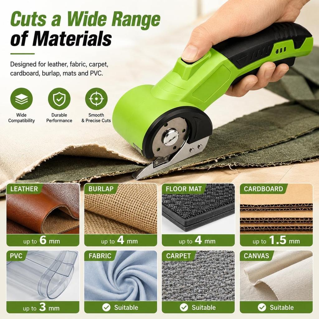 Cordless Electric Scissors 4V Rotary Cutter for Cardboard Fabric