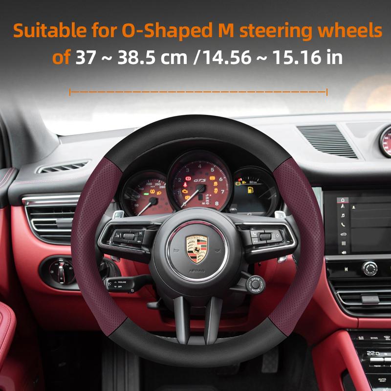 Suitable for Porsche Perforated Leather Matte Carbon Fiber Texture Steering Wheel Cover Cayenne Macan 911 Panamera 718 Taycan