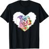 Cute Pitbull Floral Pattern Heart Pitbull Dog Pittie Mom T-Shirt