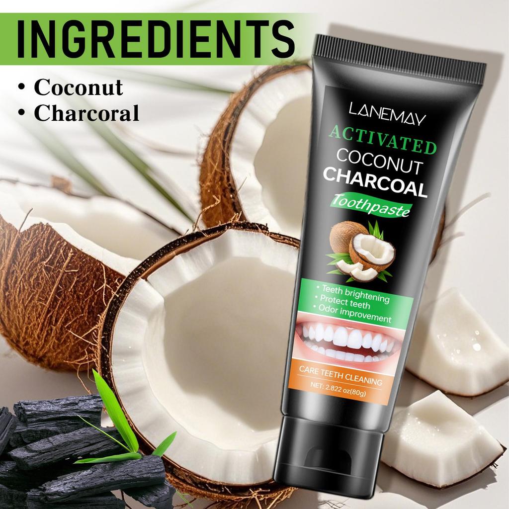 Activated Coconut Charcoal Toothpaste-Deep Cleaning With Coconut Charcoal-Promotes A Healthy Oral, 80g