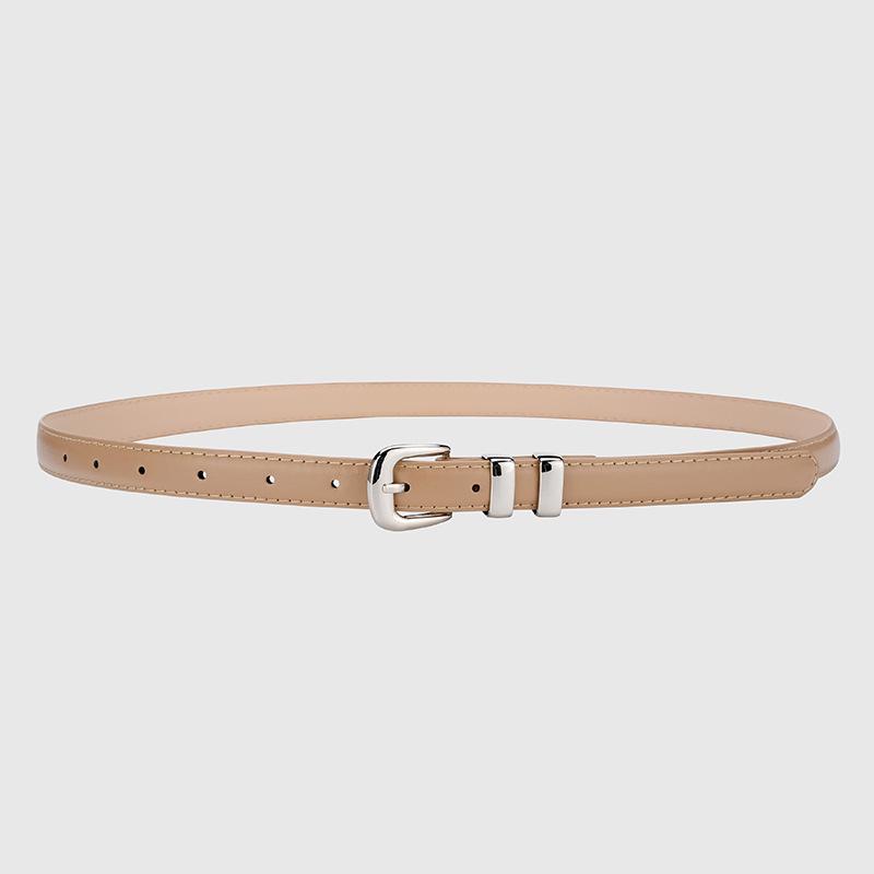 Women's Silver Buckle Thin Leather Waist Belt: Versatile, Stylish, & Casual