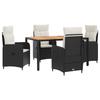 Outdoor Table Set 5 Pieces Black and Cream White