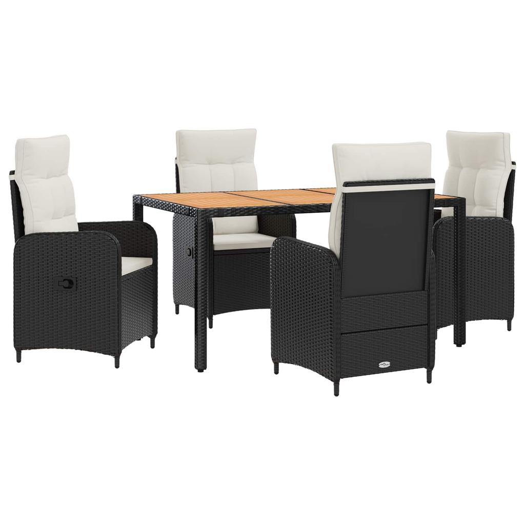 Outdoor Table Set 5 Pieces Black and Cream White
