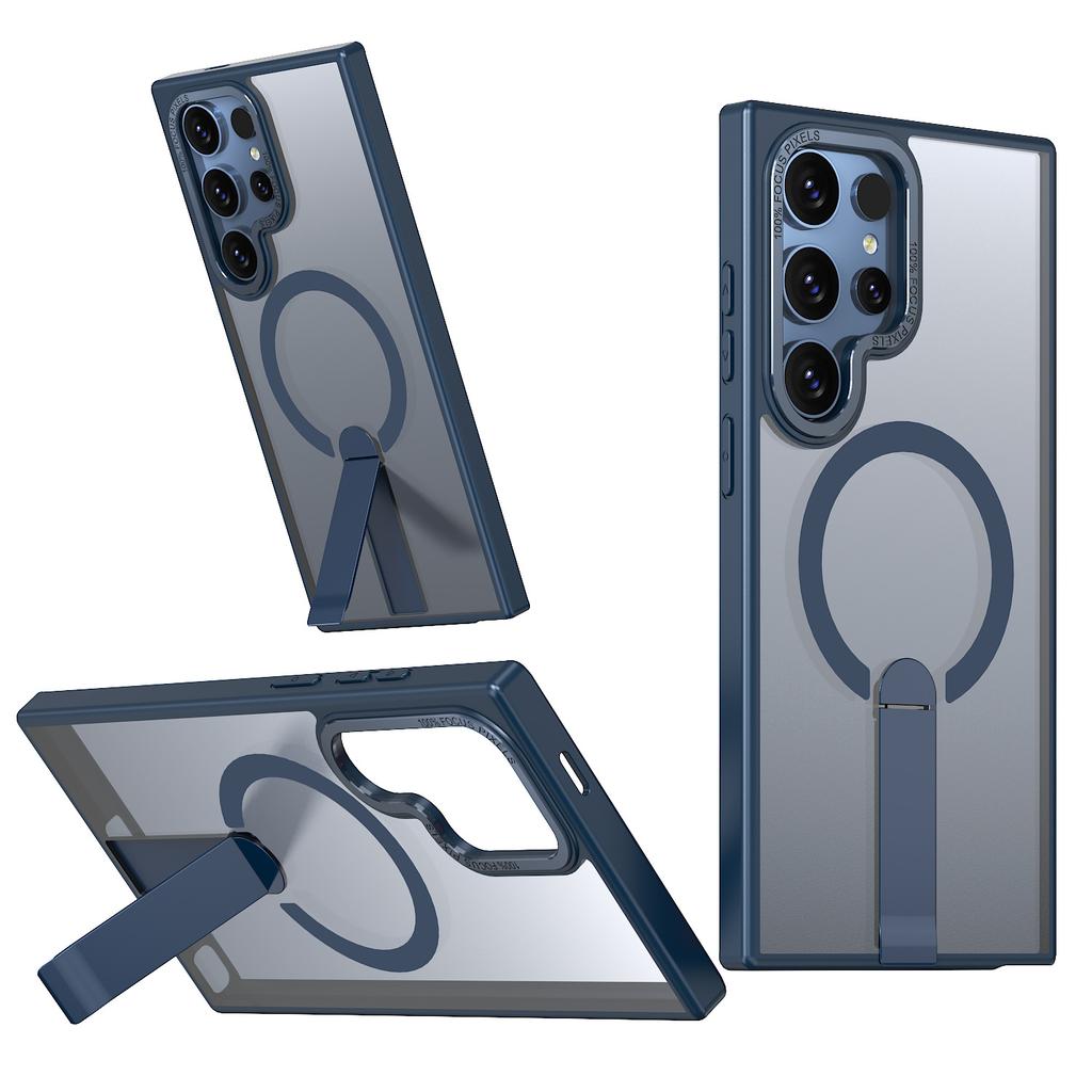 For Samsung S25 Ultra Phone Case, Transparent Vertical Magnetic Bracket, All Inclusive Anti Drop M06/M16 Protective Case