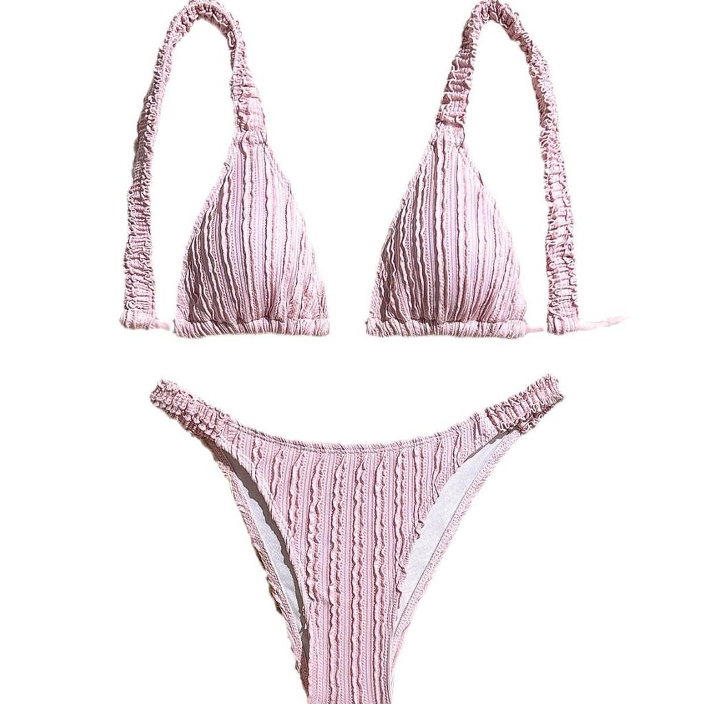 Bikini Sexy Monocrom European & American 2024 Costum de Baie pentru Femei - Stil Ins Haine de Plajă