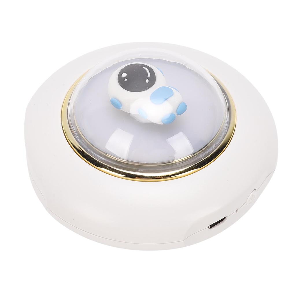 Small Hand Warmer with Night Light Astronaut Rechargeable Hand Warmer for Office Outdoor Travel White