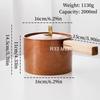 Hand-Forged Purple Copper Milk Stew Pot With Walnut Handle, Pure Copper Soup Noodle Pot, Vintage Home Cooking Outdoor Cookware