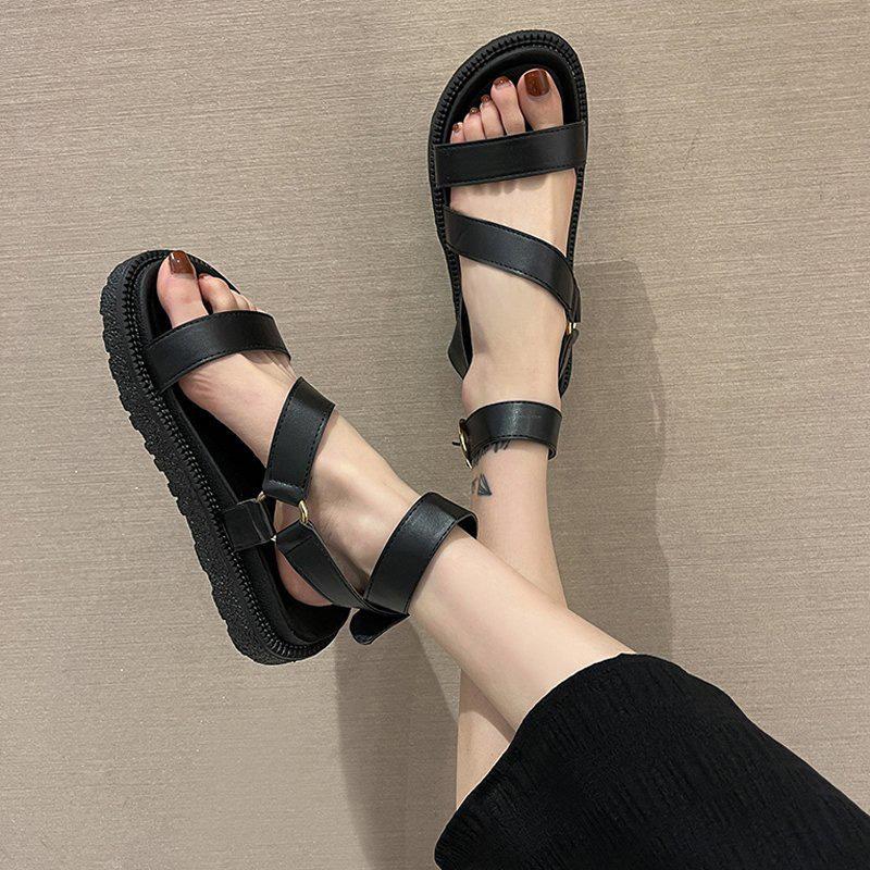 Cheap Fashion Summer Platform Sandals Women Soft Leather Ankle Strap