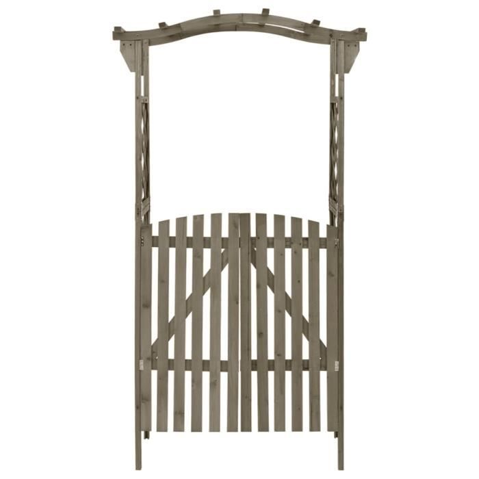 VidaXL Pergola with Gate 116x40x204 Cm Grey Solid Fir Wood