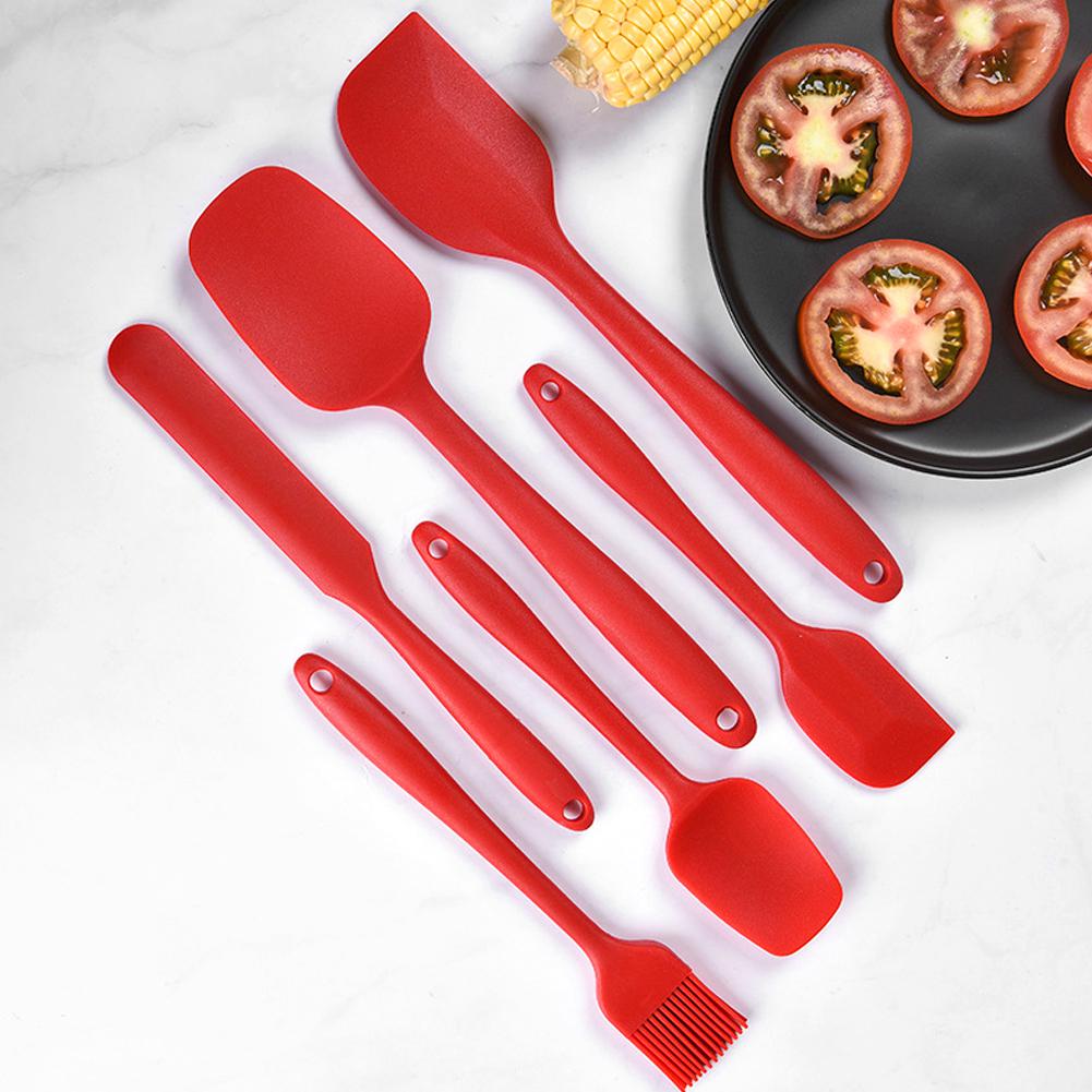 6PCS Set Silicone Spatula Cream Butter Scraper Brush Spoon Kitchen Cooking Baking Tools