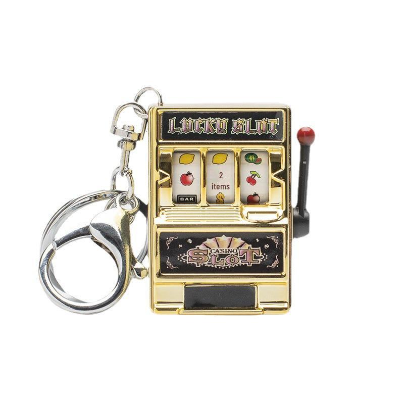 Mini Fruit Slot Machine Keychain: Novelty Digital Lottery Finger Toy Simulation