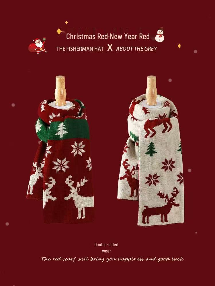 Korean Style Thickened Woolen Elk Scarf - Women's Versatile Winter Snood