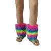 Winter 80s Furry Long Socks Leggings Cover Leg Warmer Punk Boots Socks Plush Vintage Rainbow Warm Boot Cuffs Leg Cover