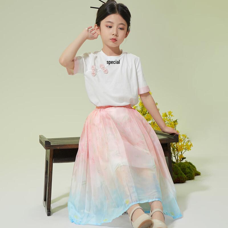 Xiaohu Patty Girls  Summer Princess T-shirt  Pearl Skirt Set 110cm