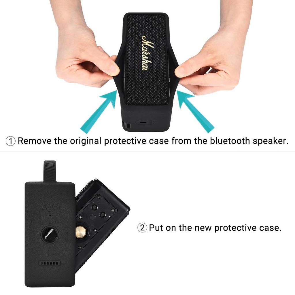 Marshall Audio Soft Protective Case for Emberton Bluetooth III Audio, Portable Silicone Cover, Soft Case - Carrying Travel Bag (Emberton III Black)